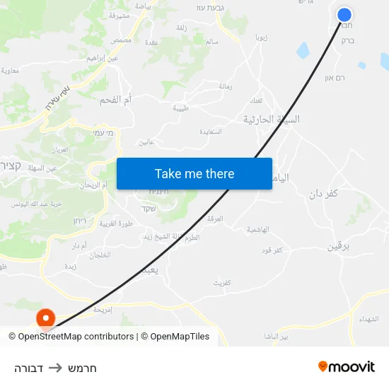 דבורה to חרמש map