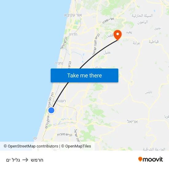גליל ים to חרמש map