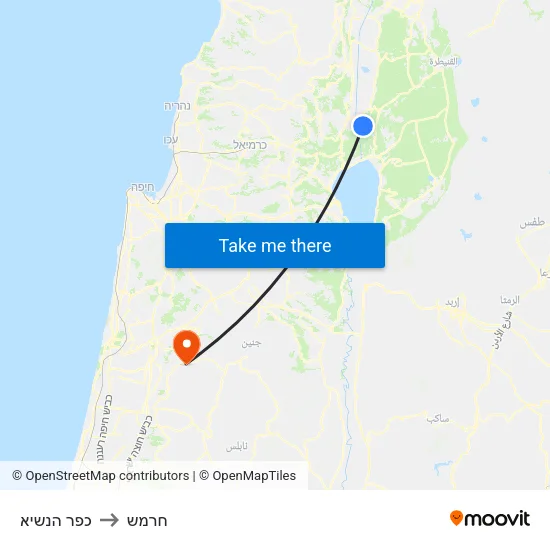 כפר הנשיא to חרמש map