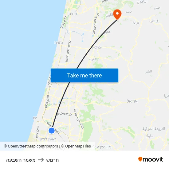 משמר השבעה to חרמש map