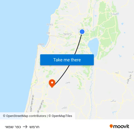 כפר שמאי to חרמש map