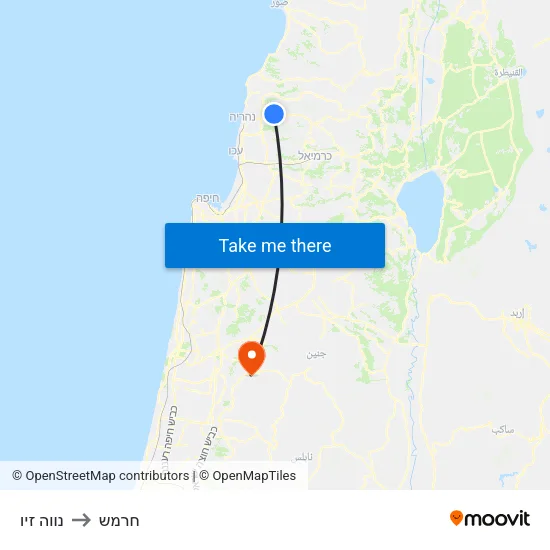 נווה זיו to חרמש map