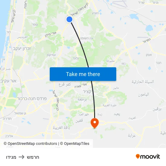 מגידו to חרמש map