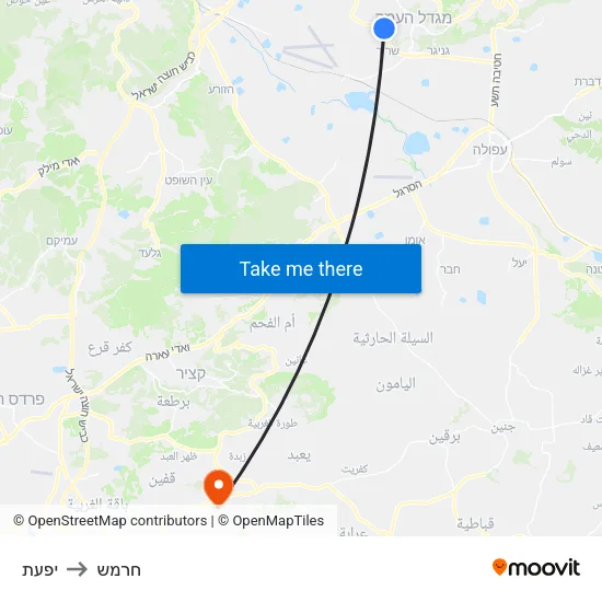 יפעת to חרמש map