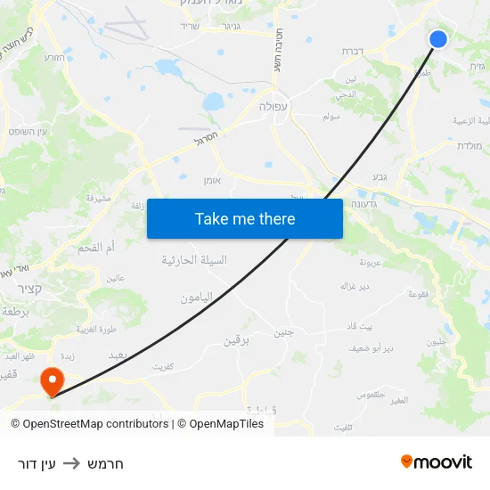 עין דור to חרמש map