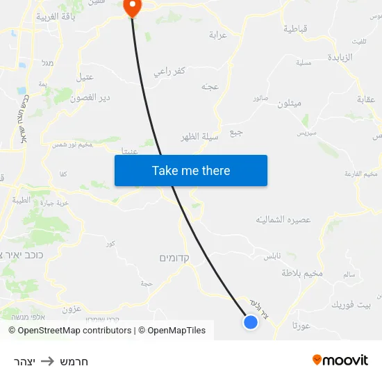 יצהר to חרמש map