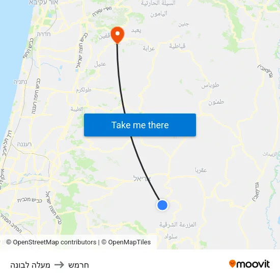 מעלה לבונה to חרמש map