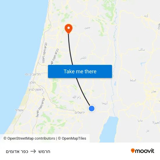כפר אדומים to חרמש map