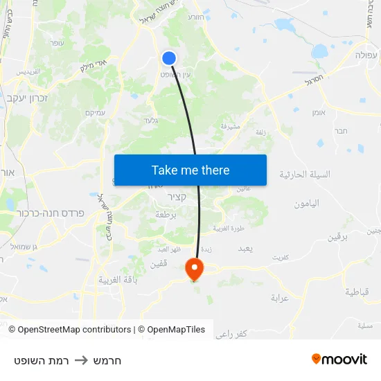 רמת השופט to חרמש map