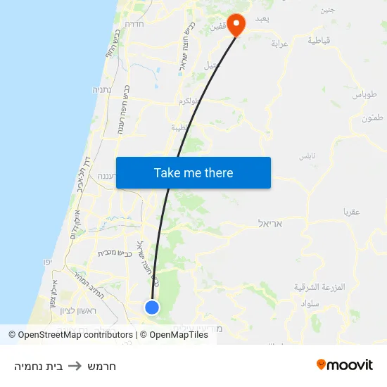בית נחמיה to חרמש map
