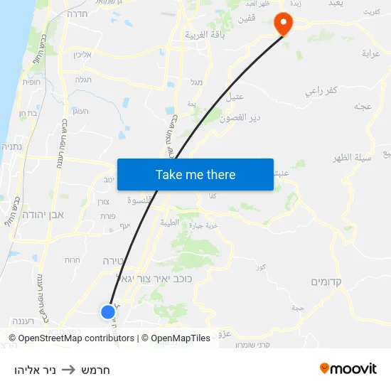 ניר אליהו to חרמש map