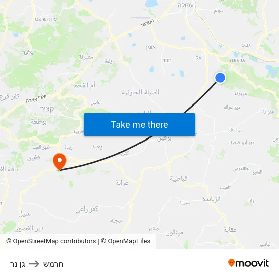 גן נר to חרמש map