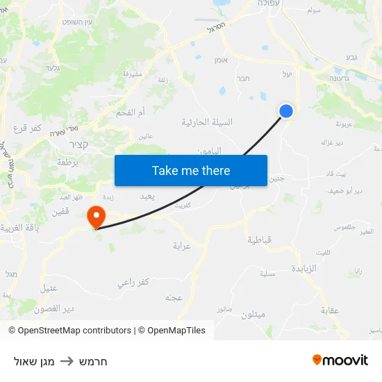 מגן שאול to חרמש map