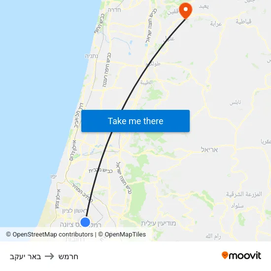 באר יעקב to חרמש map