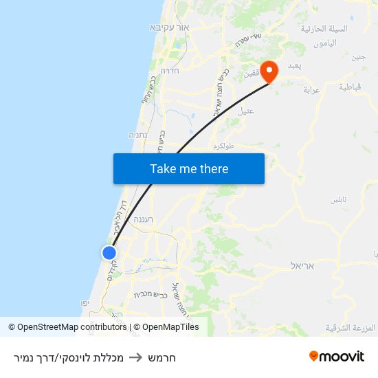 מכללת לוינסקי/דרך נמיר to חרמש map