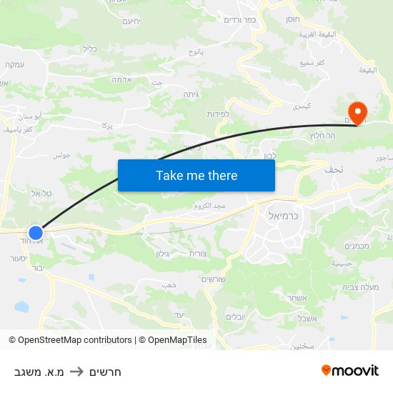 מ.א. משגב to חרשים map
