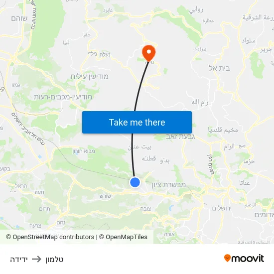 ידידה to טלמון map
