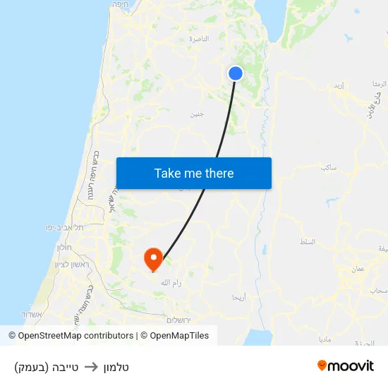 טייבה (בעמק) to טלמון map