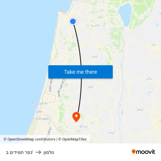 כפר חסידים ב' to טלמון map