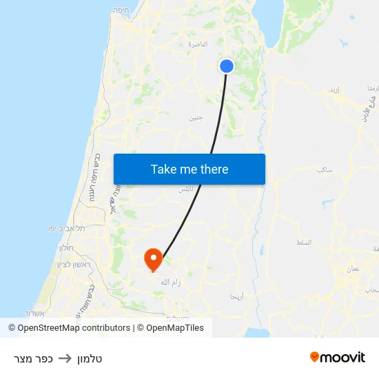 כפר מצר to טלמון map