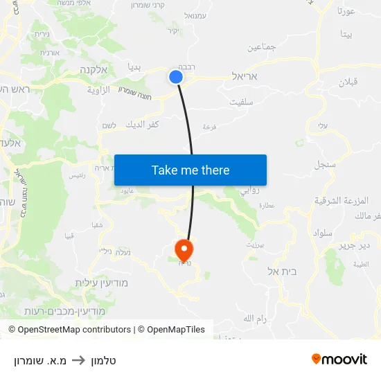 מ.א. שומרון to טלמון map