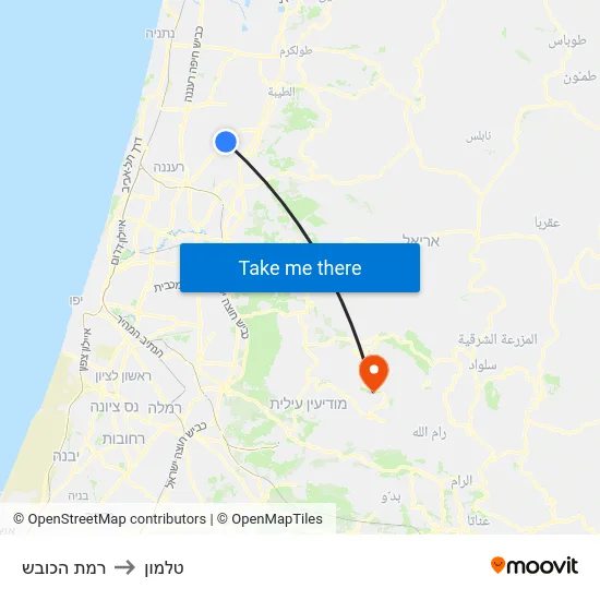 רמת הכובש to טלמון map