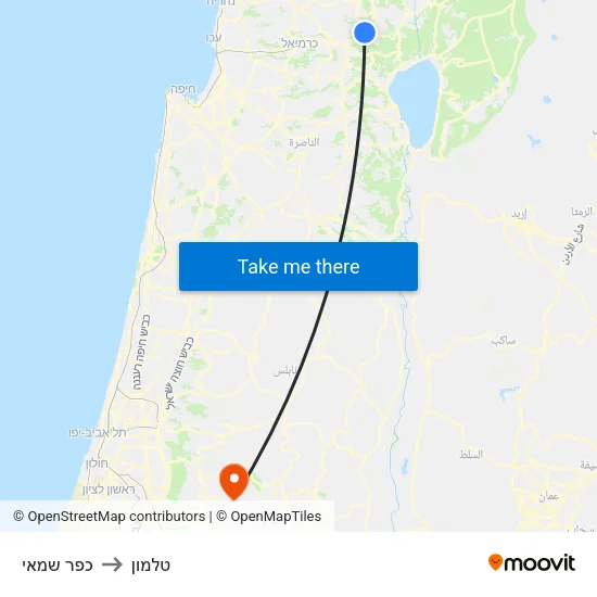 כפר שמאי to טלמון map