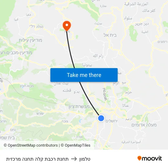 תחנת רכבת קלה תחנה מרכזית to טלמון map