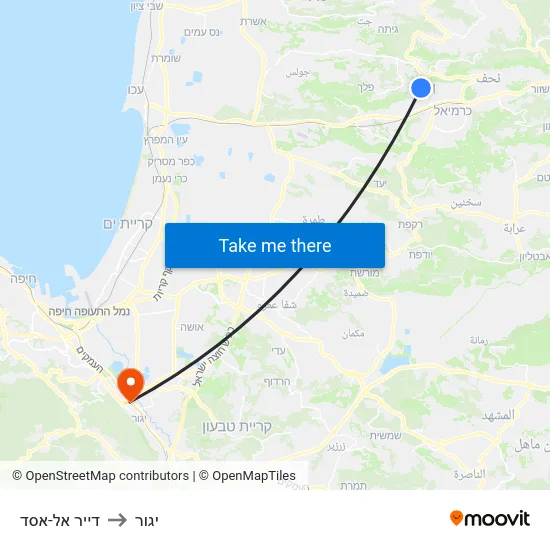 דייר אל-אסד to יגור map