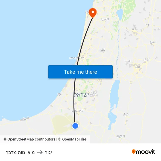 מ.א. נווה מדבר to יגור map