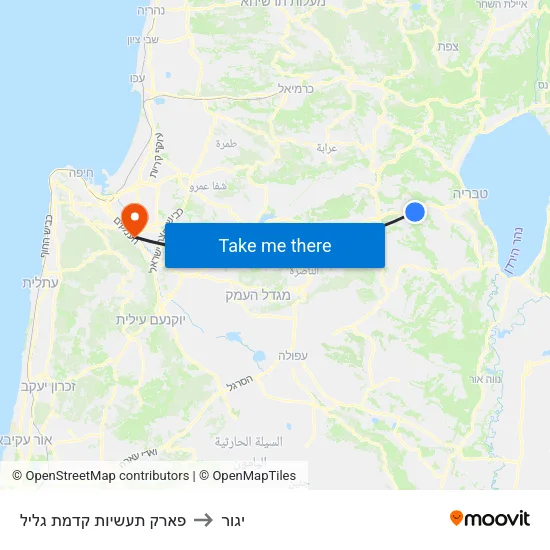 פארק תעשיות קדמת גליל to יגור map