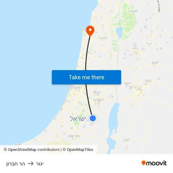 הר חברון to יגור map