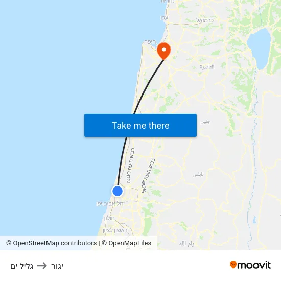 גליל ים to יגור map
