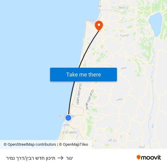 תיכון חדש רבין/דרך נמיר to יגור map