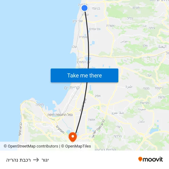 רכבת נהריה to יגור map