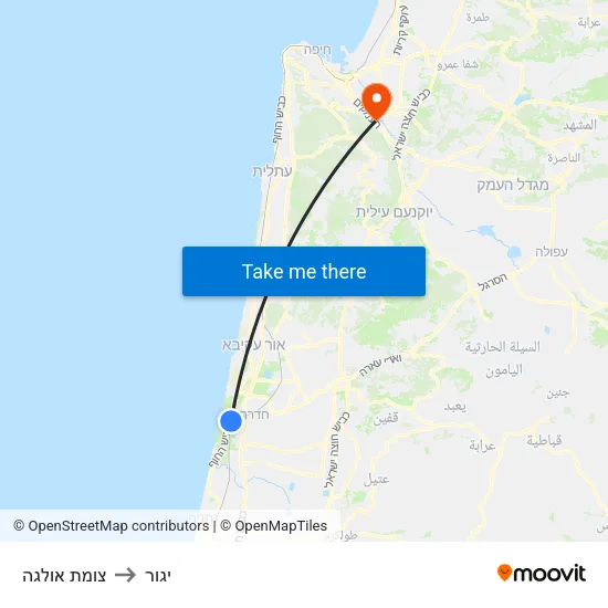צומת אולגה to יגור map