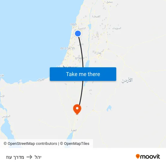 מדרך עוז to יהל map