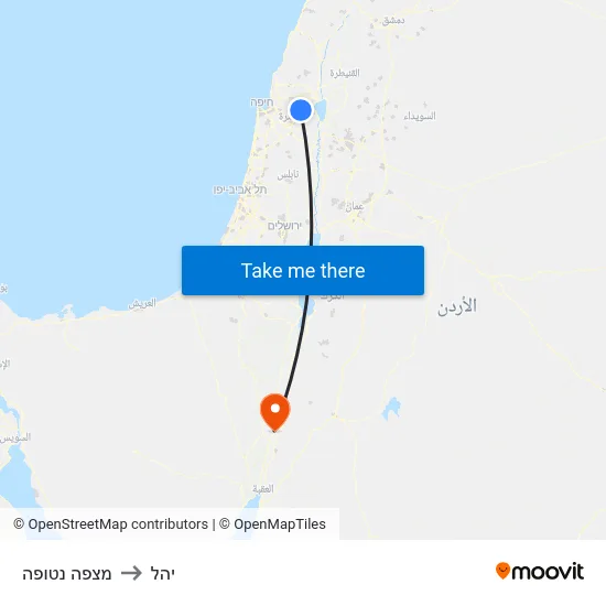 מצפה נטופה to יהל map