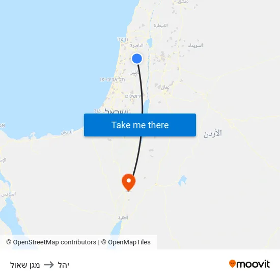 מגן שאול to יהל map