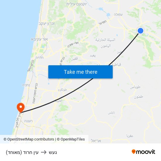 עין חרוד (מאוחד) to געש map