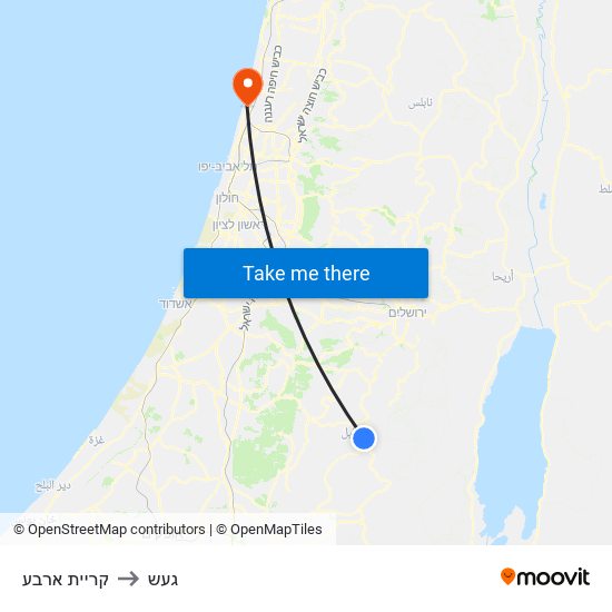 קריית ארבע to געש map