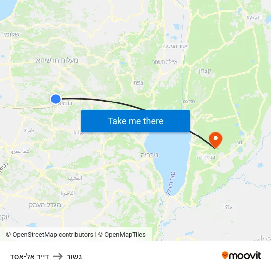 דייר אל-אסד to גשור map