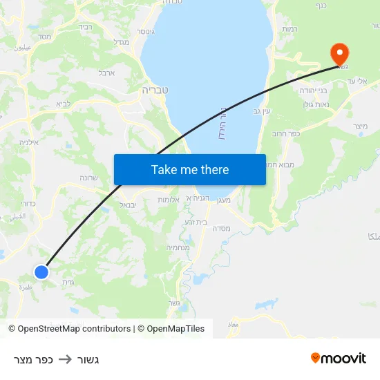 כפר מצר to גשור map
