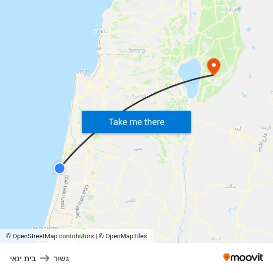 בית ינאי to גשור map