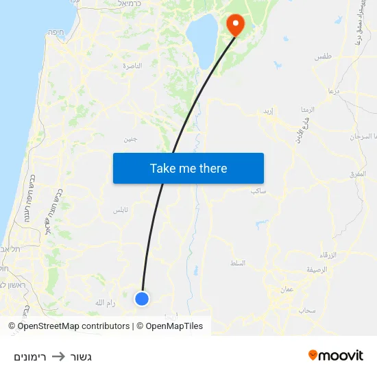 רימונים to גשור map