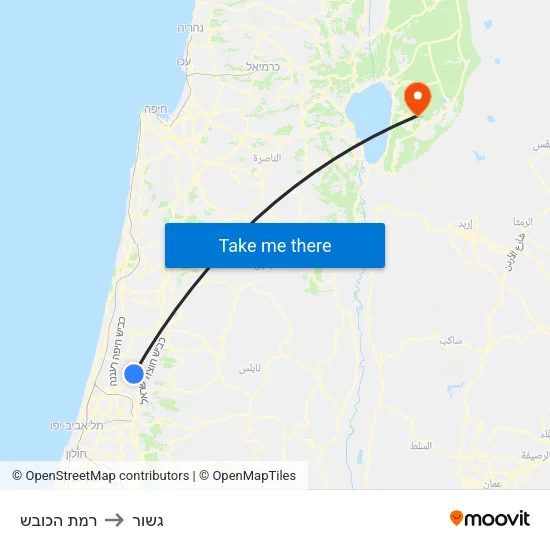 רמת הכובש to גשור map