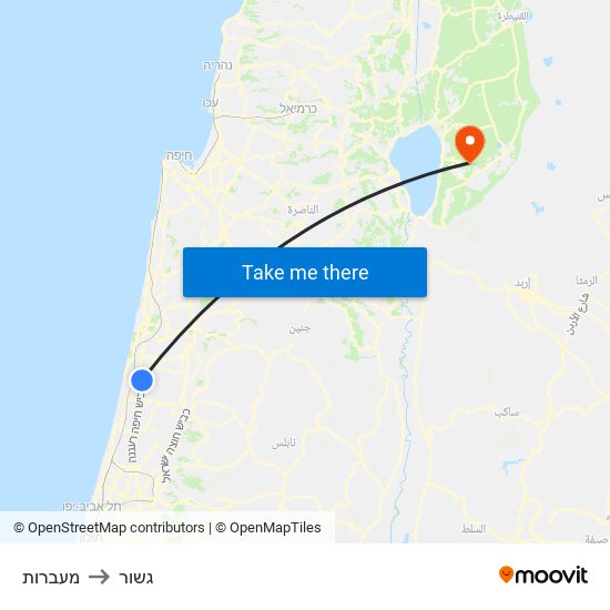 מעברות to גשור map