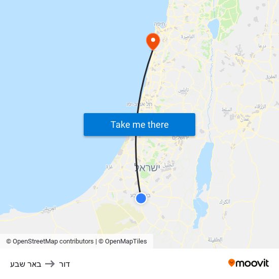 באר שבע to דור map