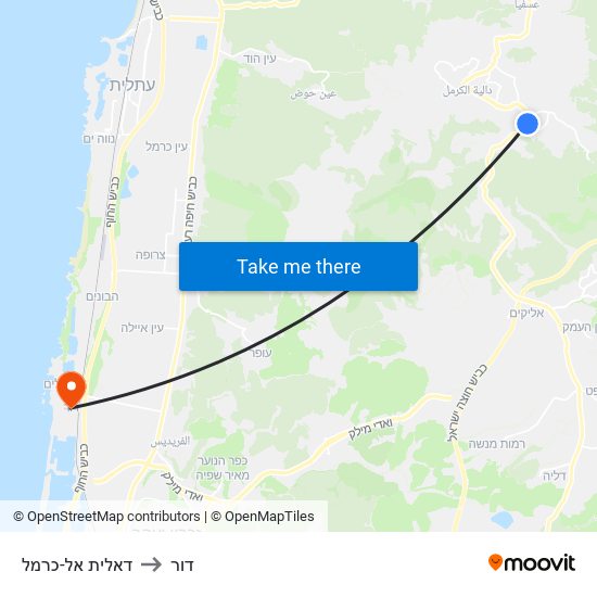 דאלית אל-כרמל to דור map