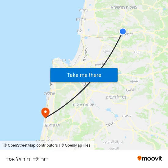 דייר אל-אסד to דור map